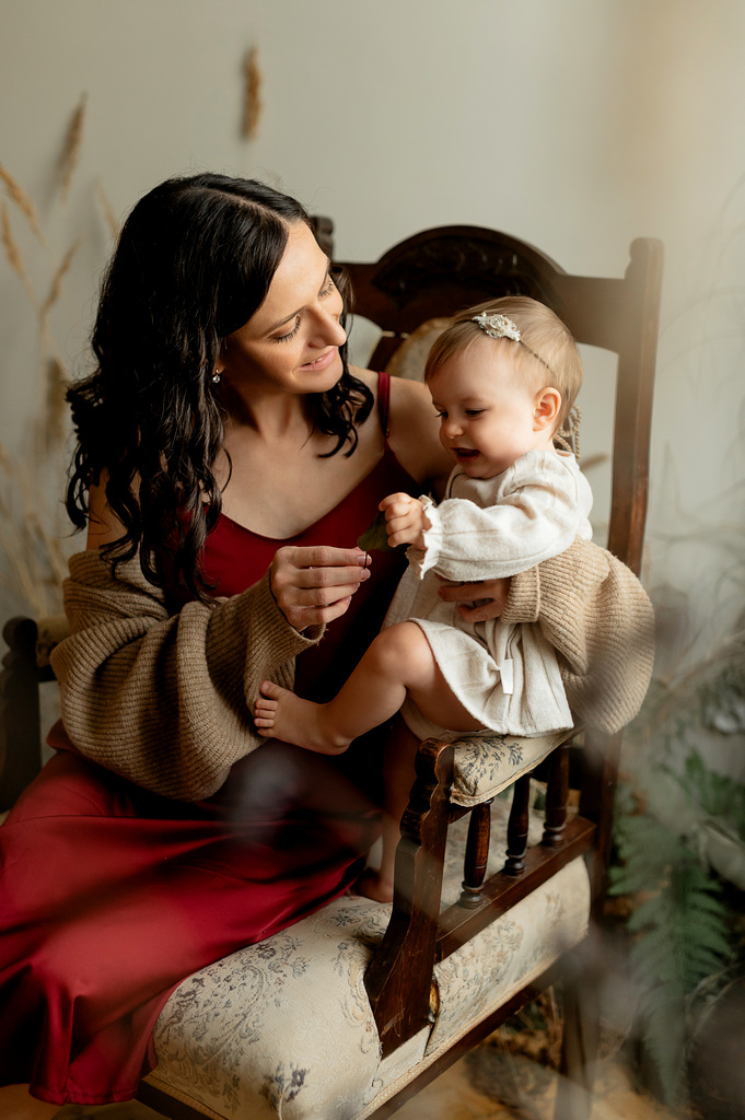 Mother and daughter 1 year old photoshoot in Krakow old town.